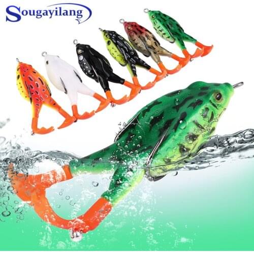 Sougayilang 6pcs Minnow Fishing Lure Double Propeller Frog Soft Bait Silicone90mm/13g Artificial Crankbait Wobbler Soft Lure