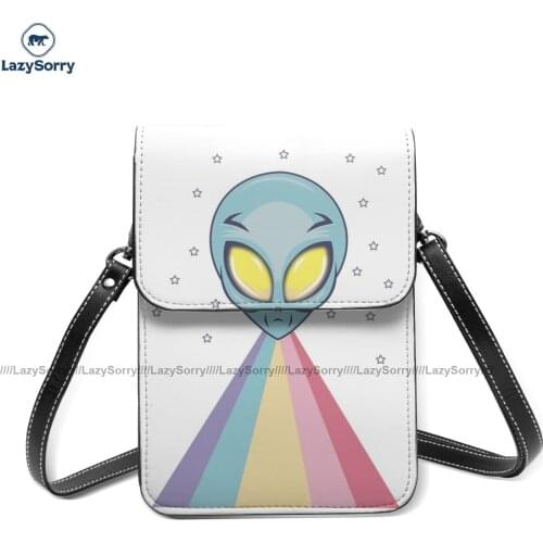 Alien Shoulder Bag Female Fashion Mobile Phone Bag Funny Leather Work Bags