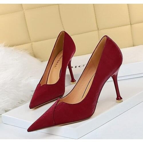 BIGTREE 2021 Pointed Toe Women Khaki Pumps 9cm High Heels Concise OL Office Lady Spring Autumn Soft Leather Party Wedding Female