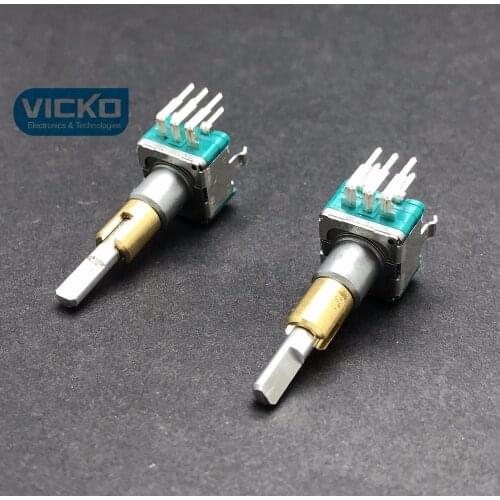 [VK]ALPS EC11EBB24C03 dual double encoder EC11E BB24C03 with switch 15 pulse point smooth 30 positioning shaft 25mm Biaxial turn