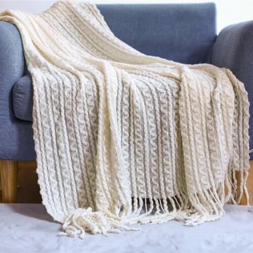 Nordic Sofa blanket knitted geometry sofa towel cover cloth tassel soft blanket throw Bedspread bed end decor bedroom warm shawl