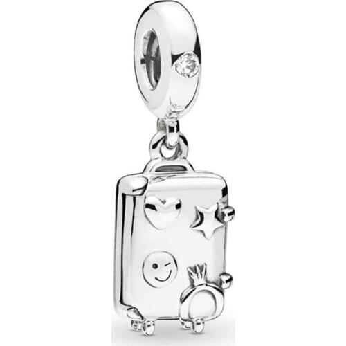 100% 925 Sterling Silver Charm Fashion Luggage Pendant Fit Pandora Women Bracelet & Necklace Diy Jewelry