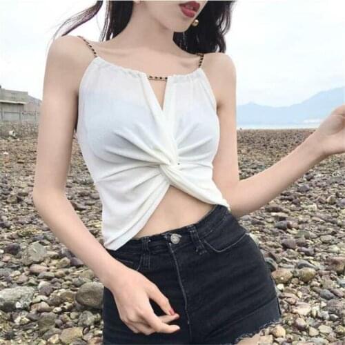 2021 new chain sling for women summer chic ladies top flavor sexy short sleeveless twisted vest trend camisole female Streetwear
