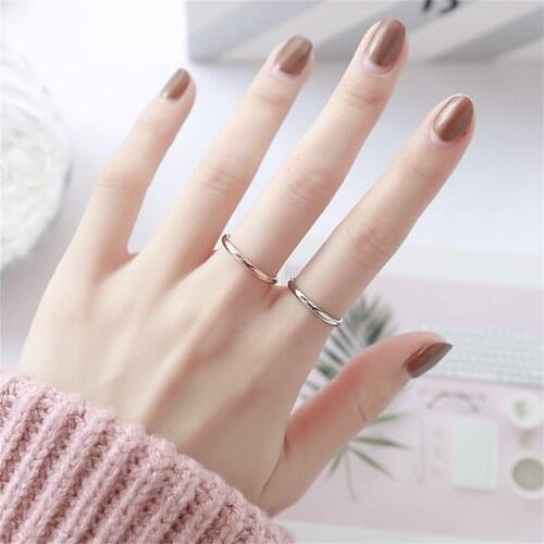 Tangula Fashion Exquisite Minimalist Style Plain Ring Female Personality Stainless Steel Couple Ring Women Jewelry Best Gift