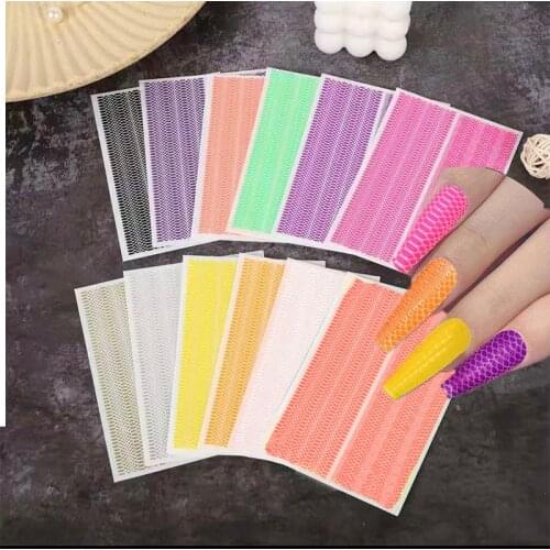 1pc Snake-Skin Neon Nail Sticker Fluorescence Adhesive 3D Nail Art Decorations Sticker Manicure Silk Design Decal #NK13