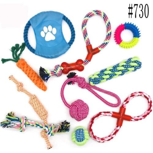 10pcs Dog Toys Set Puppy Chew Toys Durable Cotton Rope Knot Molar Bite Ball Pet Training Toys For Small Medium Dog Clean Teeth