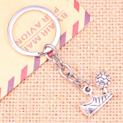 20pcs New Fashion Keychain 15x23mm football soccer cleats Pendants DIY Men Jewelry Car Key Chain Ring Holder Souvenir For Gift