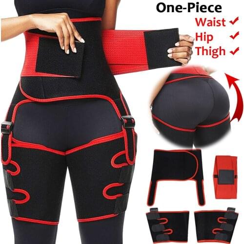 3 In 1 Women Slimming Waist Trainer Slimming Belt Female Neoprene Sweat Shapewear Slimming Leg Body Shapers High Waist Thigh