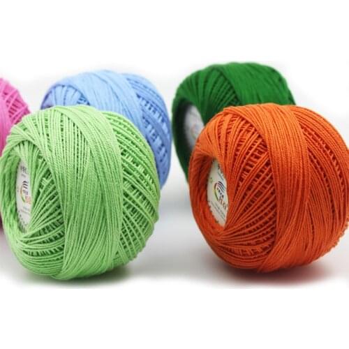 50g/ball DIY Colorful Thin Lace Yarn Crochet Yarn 100% Cotton Yarn Hand Knitting Thread Sewing Machine Line Fine Combed Yarns