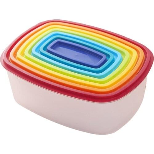 7PCS Food Container Plastic Bento Fresh-Keeping Box Fridge Multi Capacity Crisper Food Storage Box Kitchen Storag