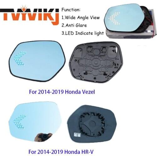 TVYVIKJ Side Rearview Mirror Blue Glass Lens LED Indicate light For HONDA Vezel HR-V HRV 2015-2018 Wide Angle View anti glare