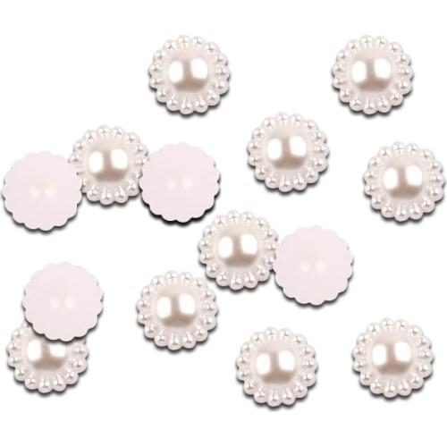 100Pcs White Round Pearls 12mm Beads Craft Cabochon Flatback Decoration Embellishments For Scrapbooking Needlework Accessories