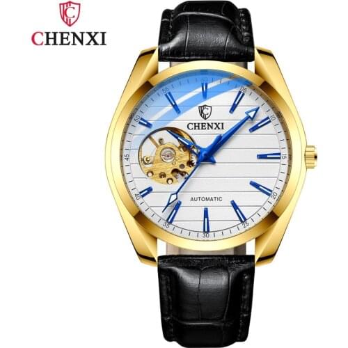 CHENXI New Luxury Men Mechanical Wristwatch Genuine Leather Strap Tourbillon Automatic Business Watch For Men Relogio Masculino