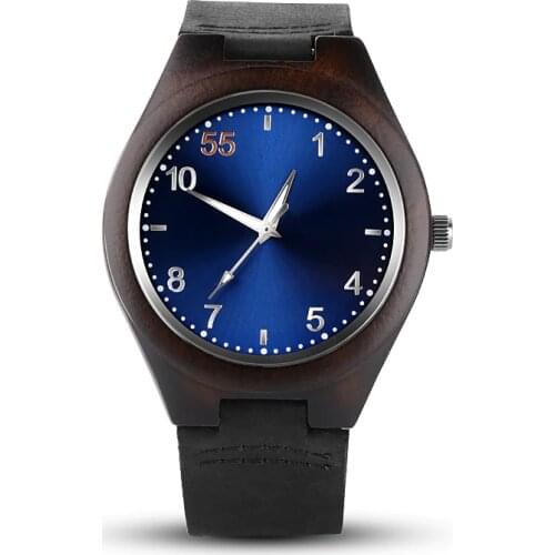 Wooden Mens Watches Top Brand Luxury Blue Wood Watch Men Watch Fashion Wood Mens Watch Clock saat reloj hombre erkek kol saati