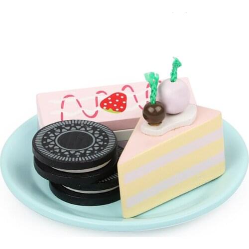 Children Wooden Toy Pretend Play House Afternoon Tea 12-Pcs Kitchen Pastry Snack Puzzle Educational Amusement Park Birthday Gift