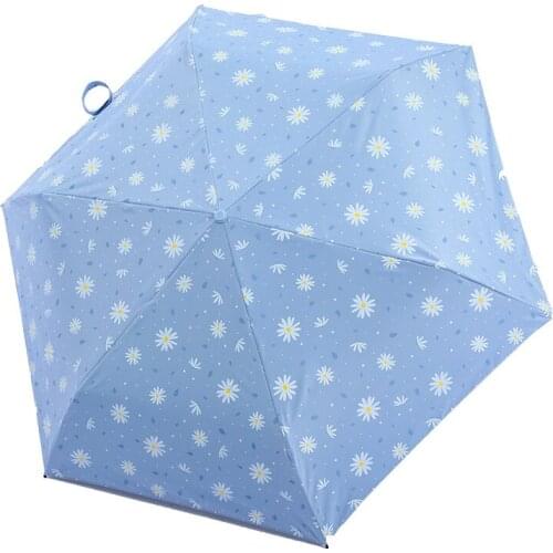 Travel Umbrella Windproof Umbrella Portable Lightweight Compact Parasol Umbrella UV Umbrella with Daisy Flowers Pattern