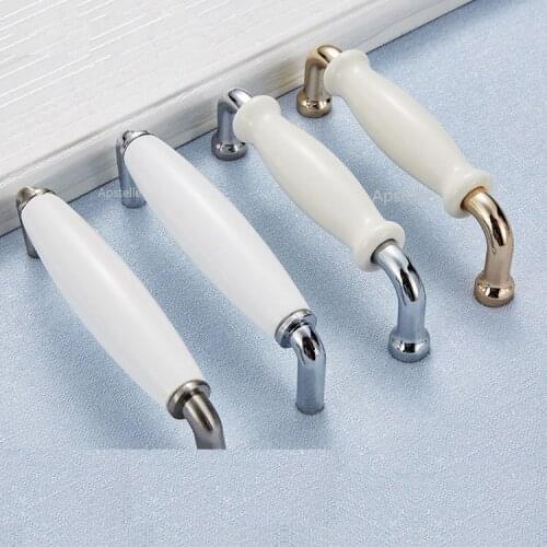 Zinc Alloy Cabinet Kitchen Handle Closet Wardrobe Pull Nordic Style Cupboard Drawer Hardware White Sliding door Knob