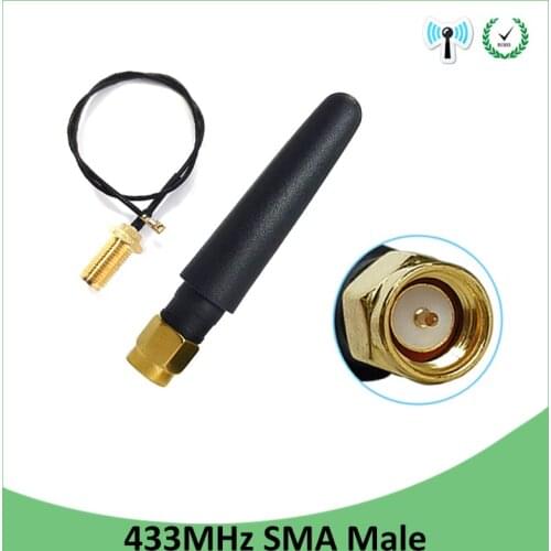 20pcs 433MHz Antenna 3dbi SMA Male Connector 433 MHz Directional Antena Small Size Waterproof Antenne +21cm RP-SMA Pigtail Cable