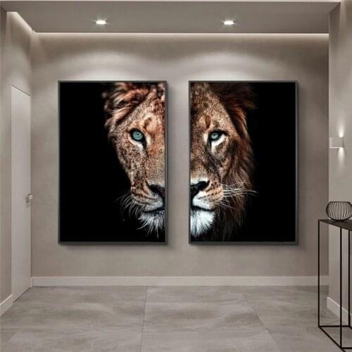 African Wild Lion and Lioness Family Canvas Art Posters and Prints Animals Lions Painting Wall Cuadro Pictures Modern Home Decor