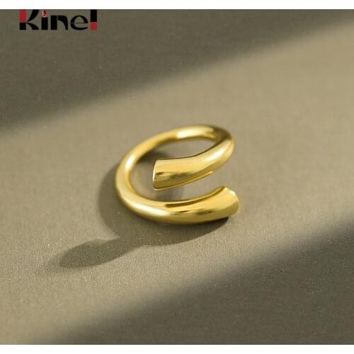 Kinel Ring Korean Unique Design 925 Sterling Silver 18K Gold Thick Knot Female Ring Opening Silver Ring Fine Jewelry 2020 New