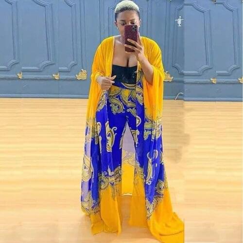 Two Piece Pant Set Dashiki African Women Africa Clothes New Fashion Long Dress Pants Suit Party Dresses Robe 2 Piece Sets