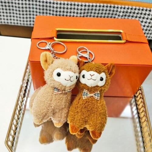 Creative cartoon cute cute mini alpaca pendant soft cotton animal plush stuffed doll toy keychain kids girl birthday gift