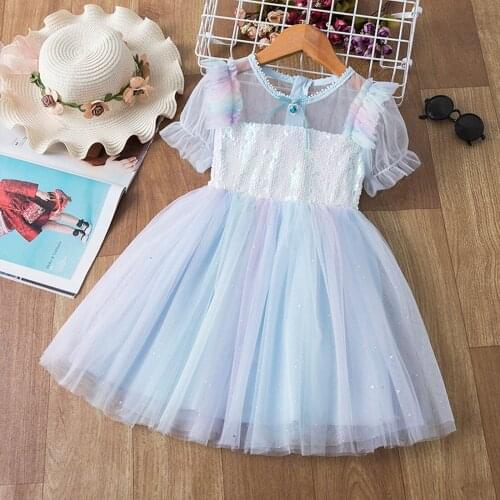 Ma&Baby 2-7Y Summer Child Kid Girl Sequins Dress Puff Sleeve Lace Wedding Holiday Birthday Tutu Dresses For Girls Costumes