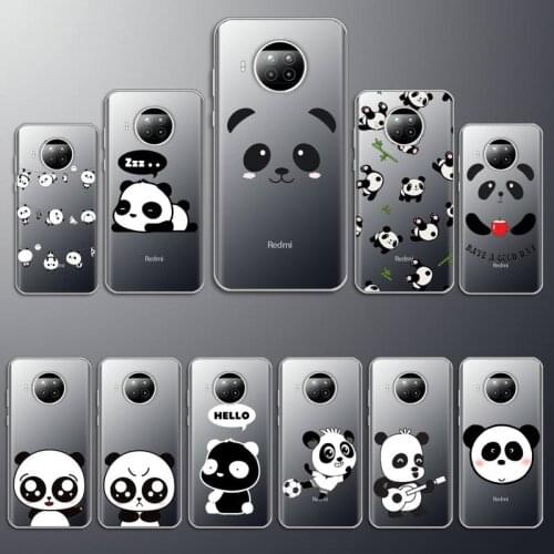 Lindo panda cute cartoon animal Phone Case Transparent for Xiaomi Redmi note 10 t 8 9 pro lite 11 custom protective capa
