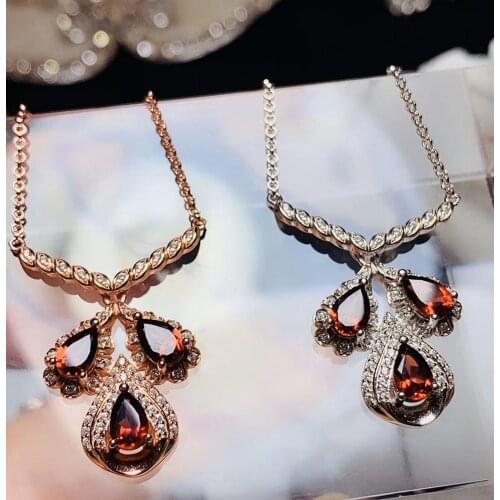 The Best GiftFor your girl Friend Garnet Pendant Natural And Real Garnet Necklace 925 sterling silver Fine jewelry