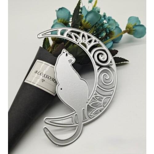 Moon and Cat Metal Cutting Dies Stamp Dies Scrapbooking Mold Cut DIY Handmade Tools Craft Decoration Metal Cutting Dies New 2021
