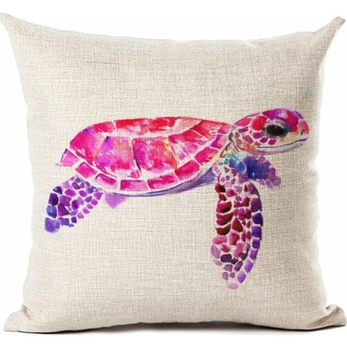 Fashion Animal Style Sea turtle Printed Throw Pillowcase Decorative Sofa Cushion Cover Cotton Linen Square Almofadas Cojines