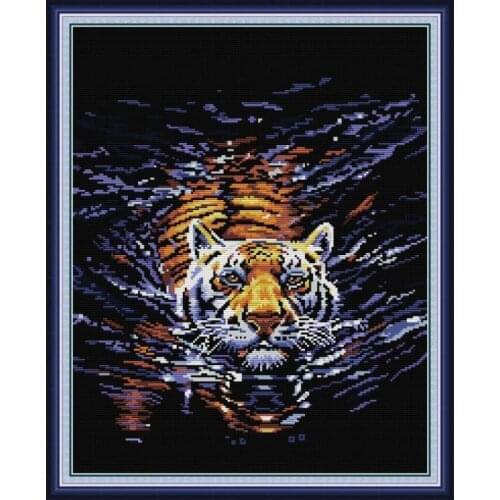 Tiger in water (2) cross stitch kit 11CT 14CT Chinese cross stitch DIY animal pattern embroidery needlework set home decoration