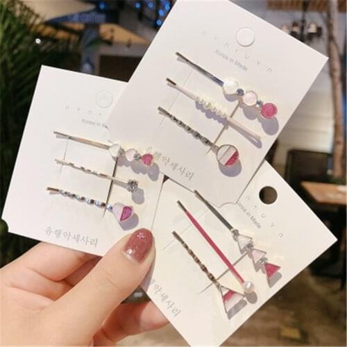 Hair Grip Clip Sets Hairpin For Women Girl Rhinestone Pearl Geometric Korean Handmade Fashion Head Accessories Mujer Wholesale