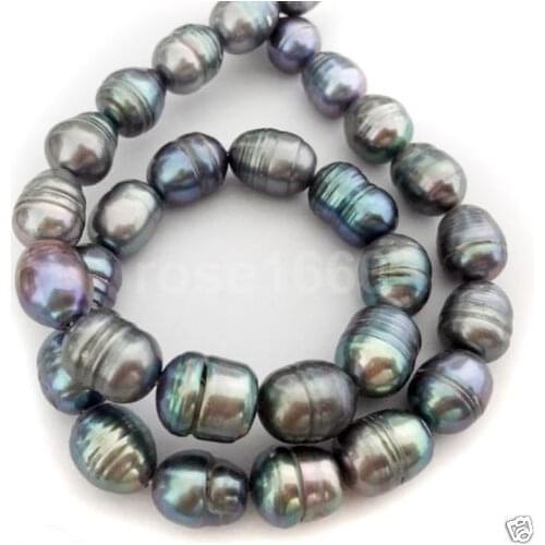 HUGE NATURAL SOUTH SEA 18" 11-12 MM GENUINE BLACK BLUE BAROQUE PEARL NECKLACE