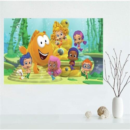 Custom Bubble Guppies Posters And Prints Wall Pictures For Bedroom Modern Art Poster Home Wall Decor Silk Fabric Cloth Unframed