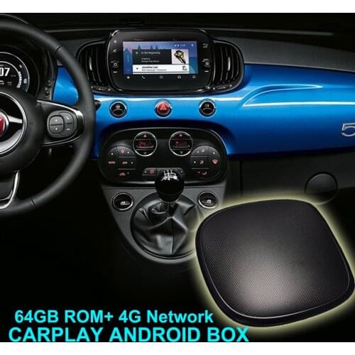 64GB ROM Qualcomm Processor Smart Car Box AI Voice Video Player Android Carplay Box For FIAT 500 500L 500X Argo abarth 595 2018