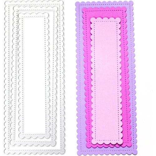 Scalloped Border Frame Card In 3 Sizes Metal Cutting Dies New 2021 Scalloped Card Frame Decorative Crafts Embossing Die Cuts