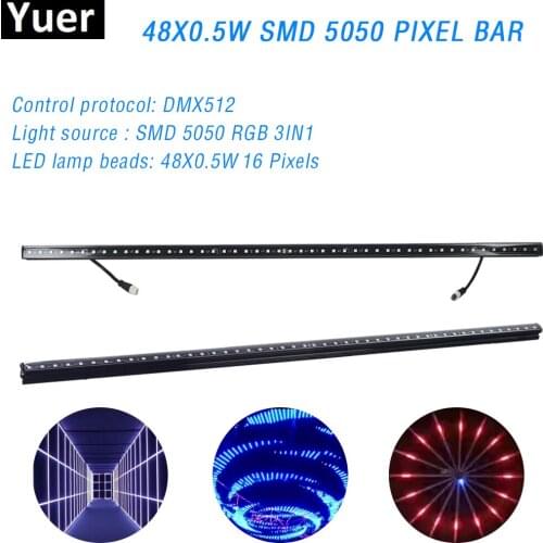 RGB 3IN1 Waterproof LED PIXEL BAR Light 48x0.5W SMD Strip Light DMX 512 Artnet Control DJ Disco Stage Party Par Lighting Effect