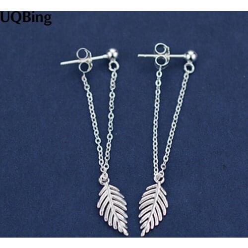 High Quality 925 Sterling Silver Jewelry Leaf Drop Earrings For Women Girls Brincos Pendientes de Prata