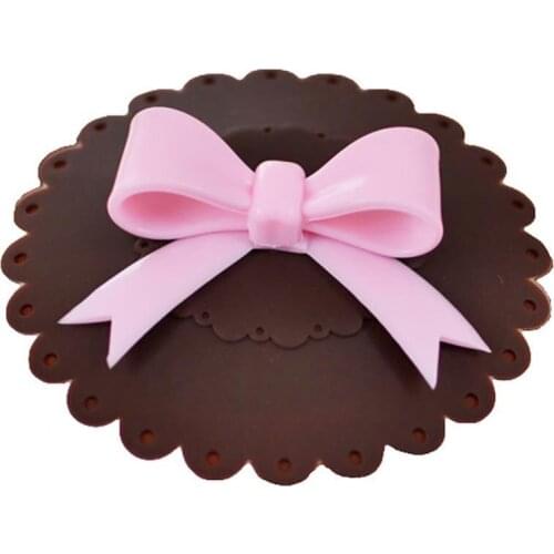 10.5cm Bowknot Silicone Anti Dust Leakage Proof Reusable Ceramic Glass Cup Lid