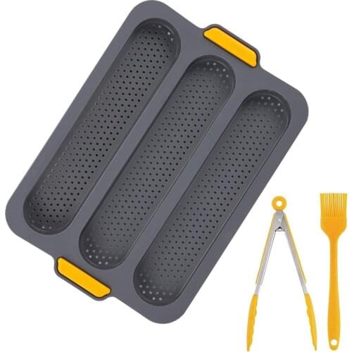 Silicone French Bread Baking Mold Set Bread Wave Baking Tray Practical Cake Baguette Mold Pans 3 Groove Waves Bread Baking Tool
