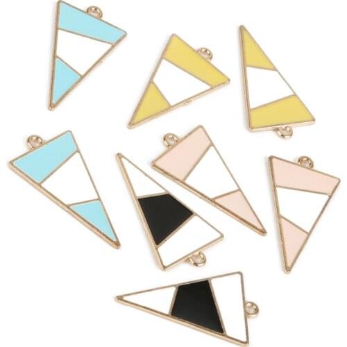 10pcs 15*28mm Alloy Triangle Enamel Charms Gold Color Small Charms Handmade Jewelry for Necklace Bracelet Making