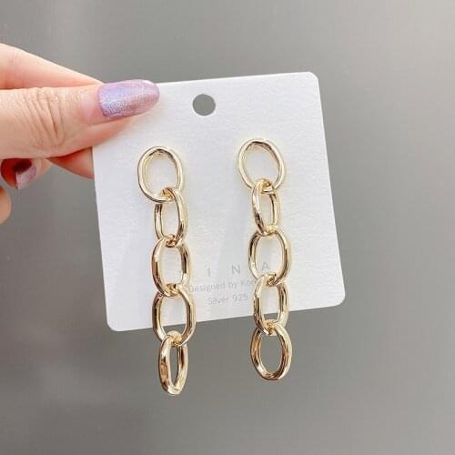 European and American Exaggerated Metal Chain Earrings Hip Hop Simple Nightclub Personalized Tassels Long Multilayer Brincos