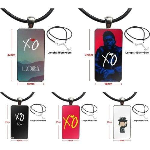 Glass Cabochon Jewelry Stainless Steel Color With Long Pendant Choker Rectangle Necklace For Men Women Gift The Weeknd Xo