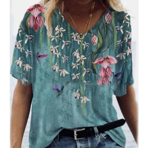 2021 Spring Vintage Women Tops New Casual O-Neck Loose Female Shirt Fashion Elegant Floral Printed Lady Pullover Shirts