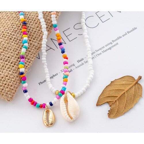 2 Pieces Custom Shell Pendant Necklace for Women Choker Goth Aesthetic Boho Vintage Collier Femme Fashion Summer Jewelry