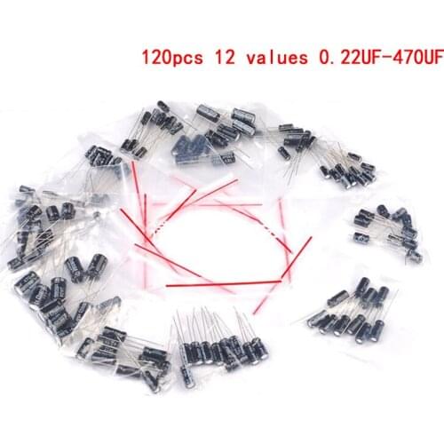 120PCS/LOT 12 values 0.22UF-470UF Aluminum electrolytic capacitor assortment kit set pack