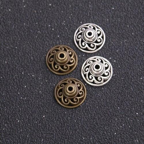 18pcs 15*15mm Two Color Alloy Metal Plated Spacer Bead Findings Hollowing out Cone Pattern Metal DIY Bottom Bracket