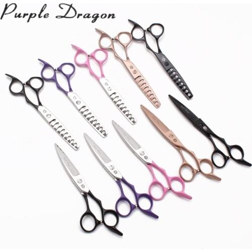 2Pcs 6" 17cm Purple Dragon JP 440C Hairdressers Scissors Cutting Shears Thinning Scissors Professional Hair Scissors Kit Z9122