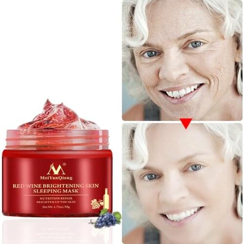 50g Korea Red Wine Essence Sleeping Facial Mask Gel Whitening Cream Moisturizing Night Cream Aging Nutrition Brighten Face